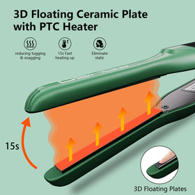 DSHOW Pencil Flat Iron temperature controls from 250 to 450 degrees Fahrenheit.
