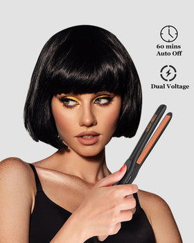 DSHOW travel-friendly flat iron with digital display for precise heat control.