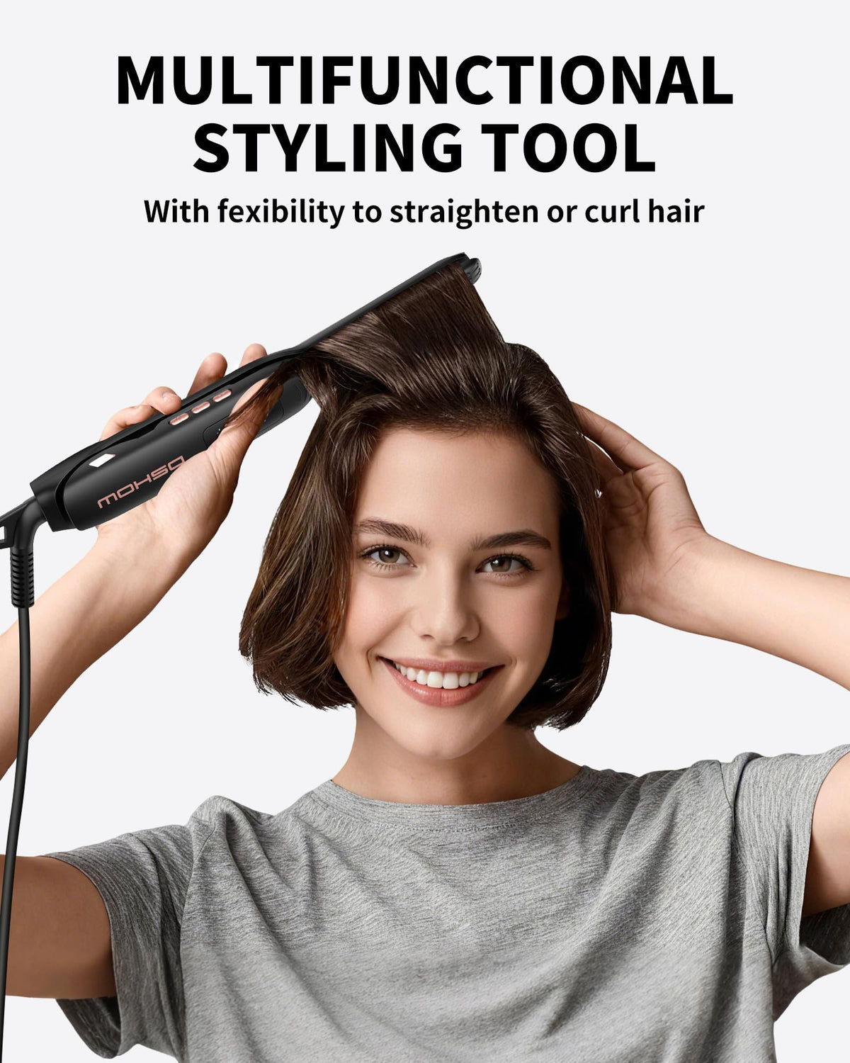 DSHOW pencil flat iron ideal for pixie cuts and bangs smoothing fringe.