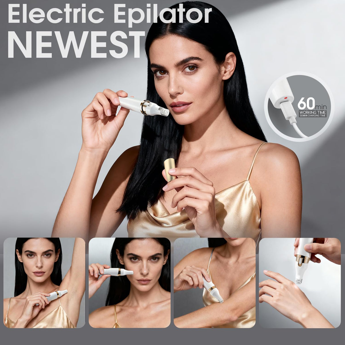 DSP epilating head close-up showing gentle precision for fine hair.