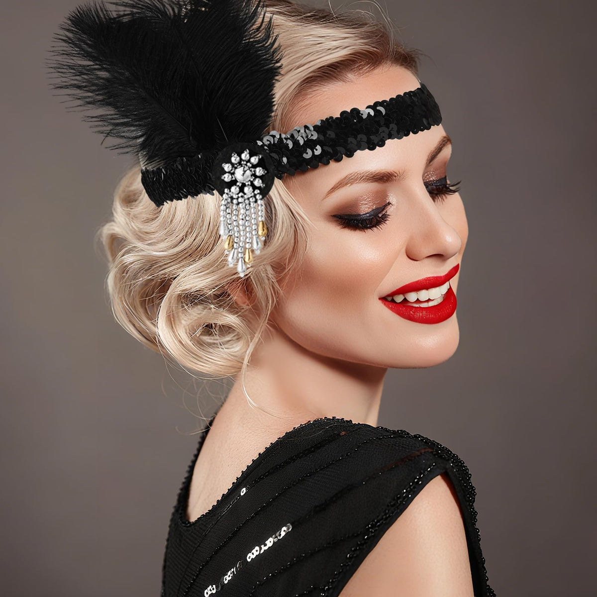 DTOFOOT headband with crystals and sequins for sparkle at parties