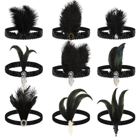 DTOFOOT 1920s flapper headband with ostrich feathers for retro glam