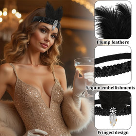 DTOFOOT 1920s headband set elevates party costumes with gleaming details