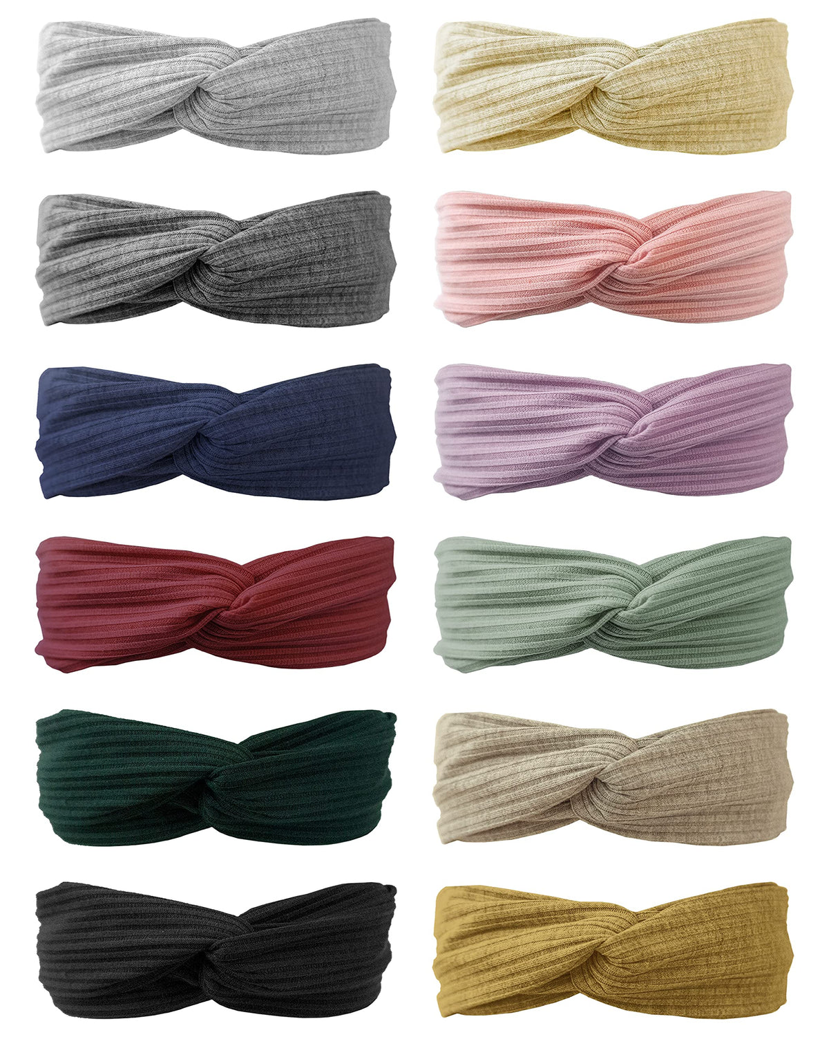 DUALFERV knotted headbands twelve-color pack offers versatile styling and all-day comfort.