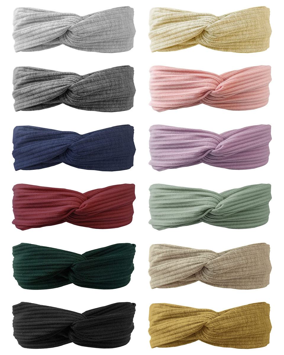 DUALFERV knotted headbands twelve-color pack offers versatile styling and all-day comfort.