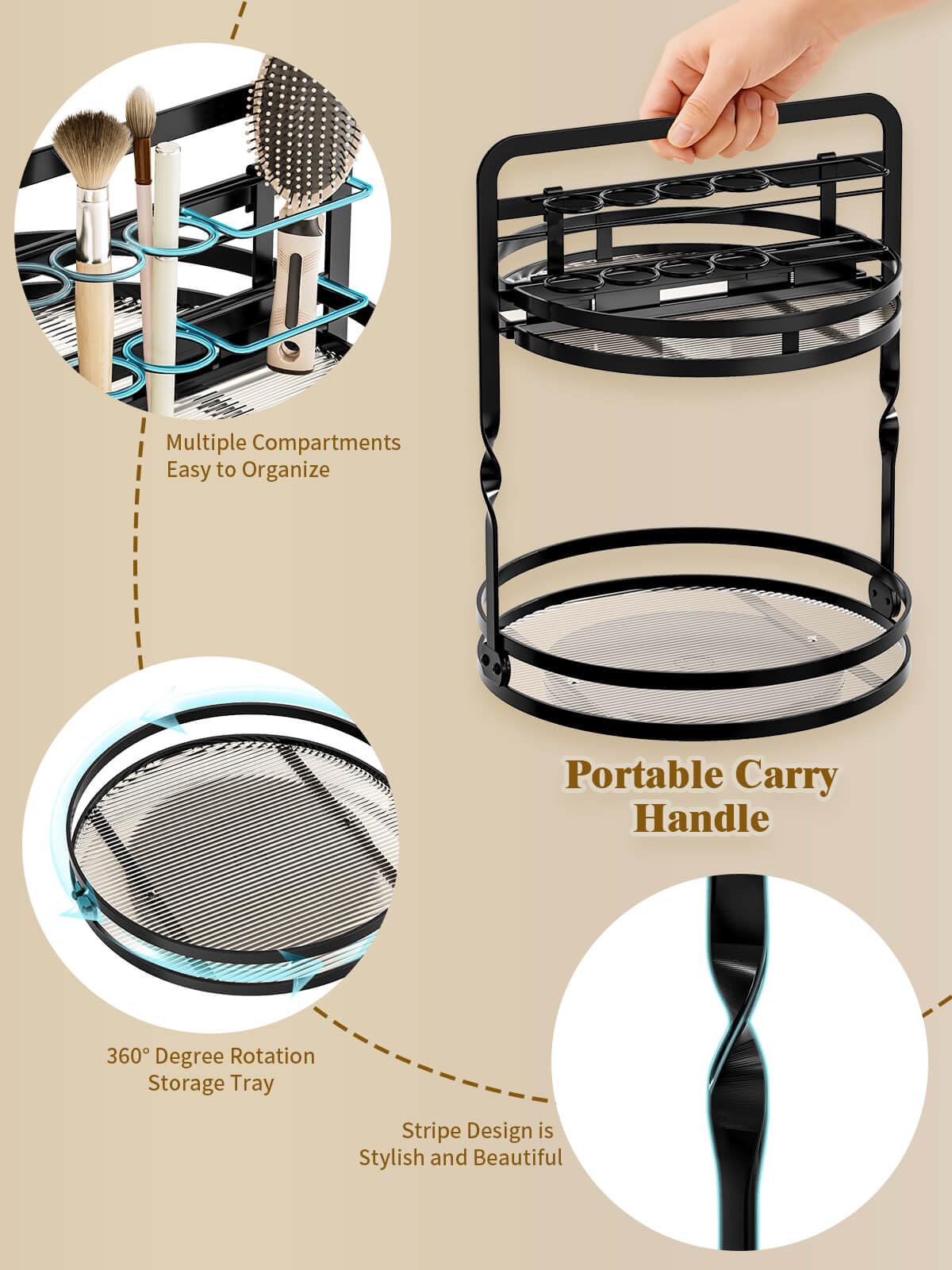 DUANFEE compact dimension organizer fits on vanities and countertops