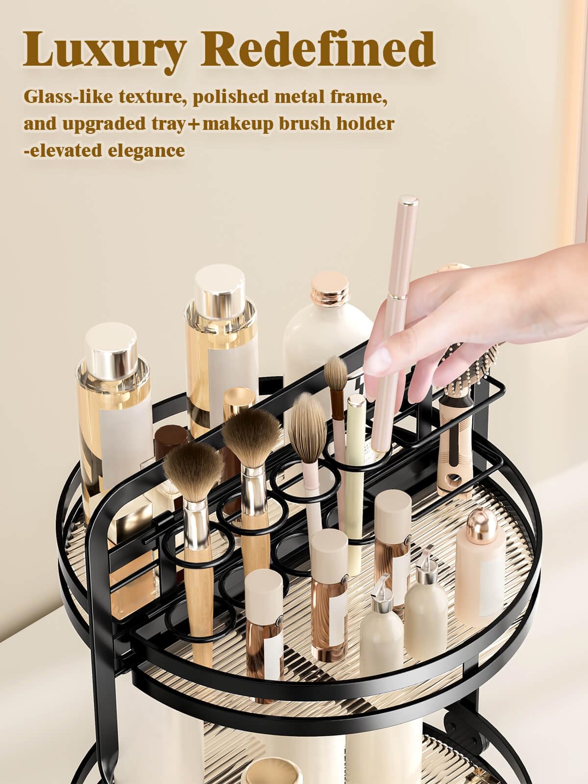 DUANFEE multi compartment design organizes cosmetics skincare and tools at a glance