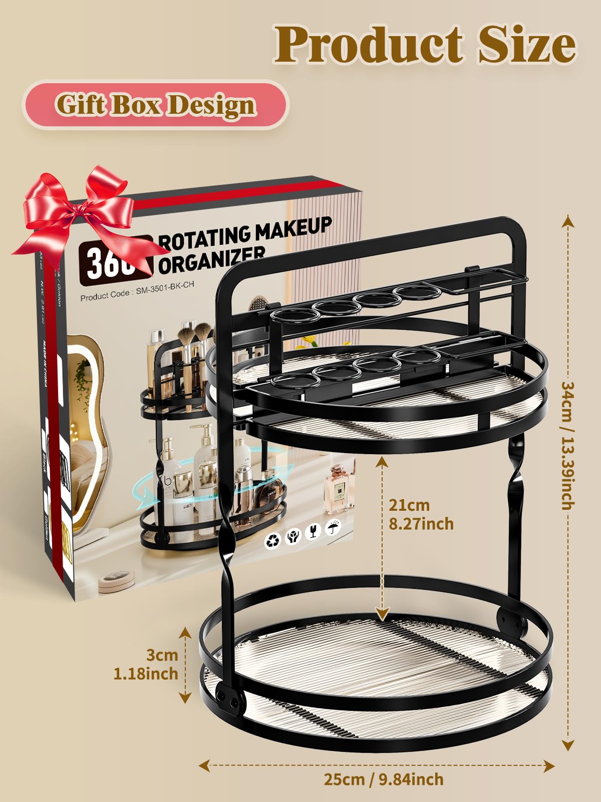 DUANFEE two tier bathroom organizer saving counter space with stylish black finish