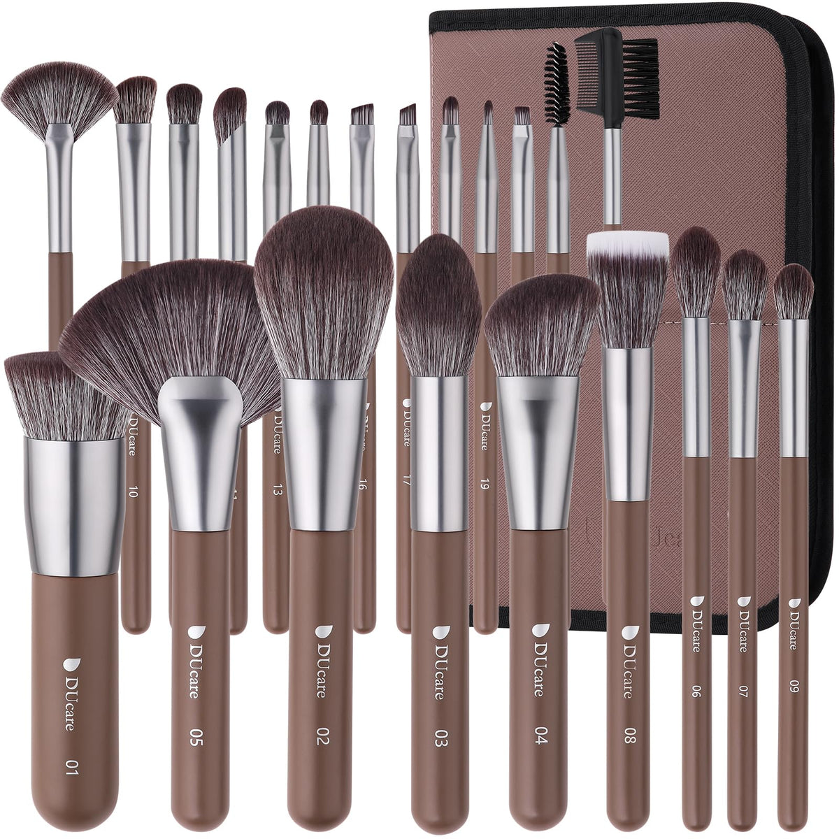 DUcare 22Pcs pro-grade brush set with bag for on-the-go makeup.