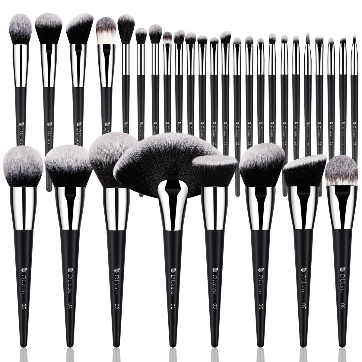 DUcare 32Pcs makeup brush set for full-face coverage.