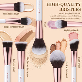 DUcare face brushes 8-piece close-up for flawless foundation application.