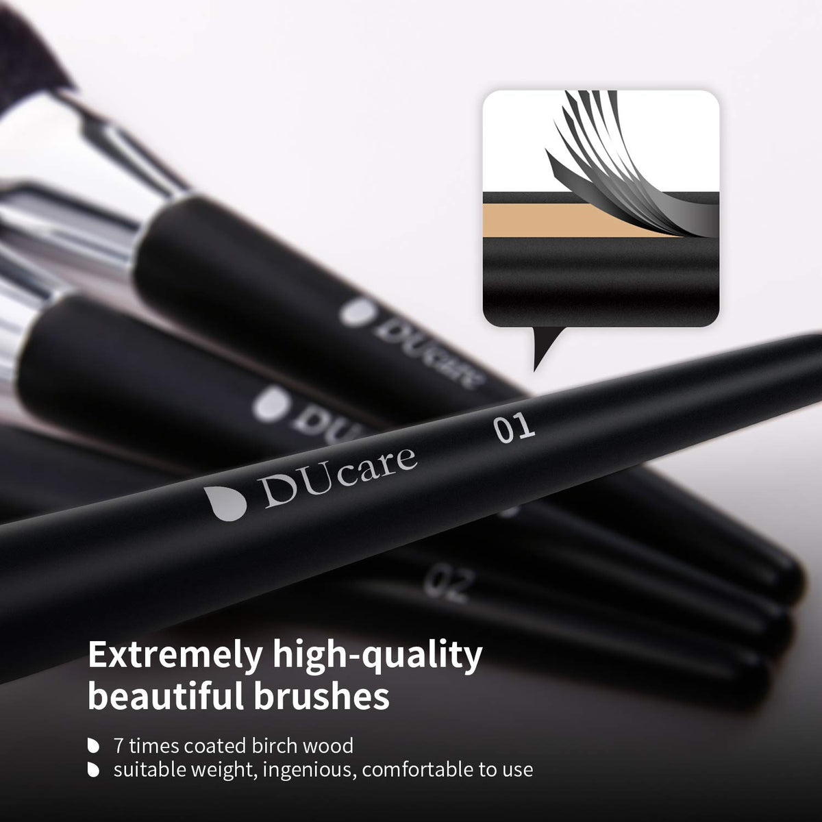 DUcare fan highlighter brush for radiant finishing touches.
