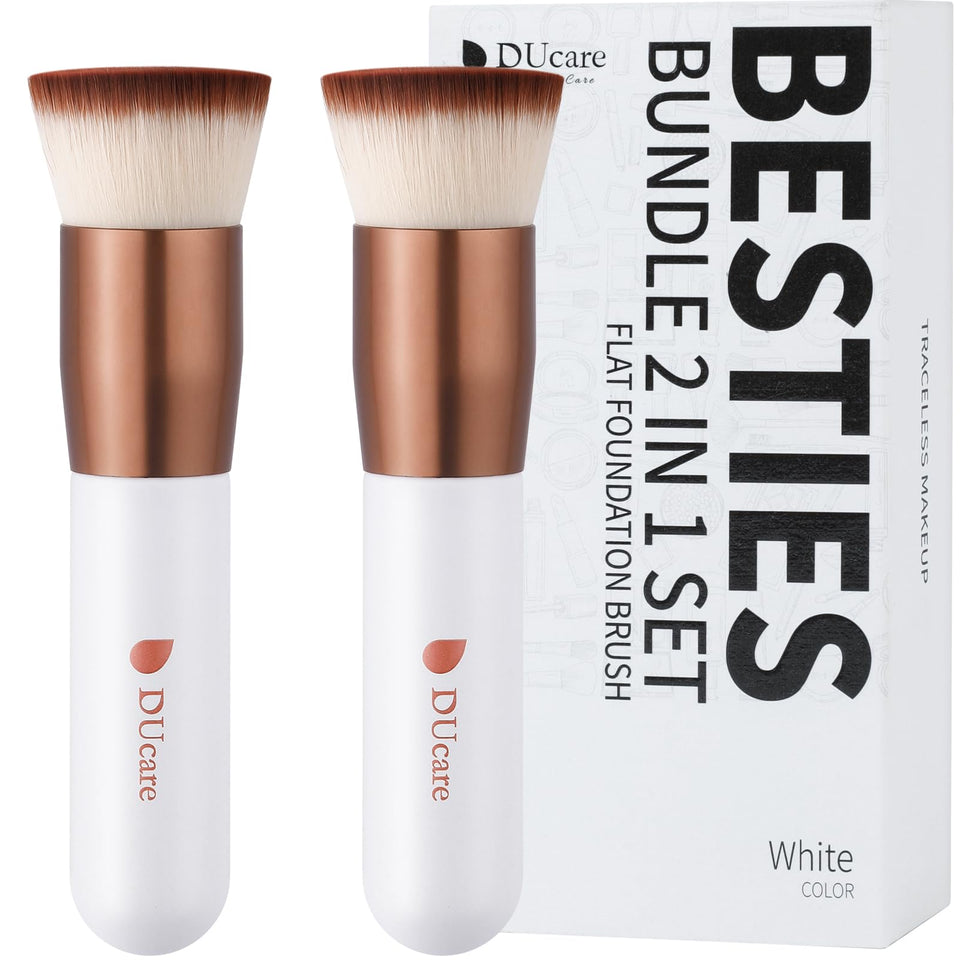DUcare foundation brush flat-top 2pcs set for quick, even complexion in daily routines.