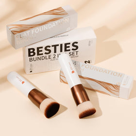 DUcare foundation brush flat-top applying liquid foundation for smooth coverage.
