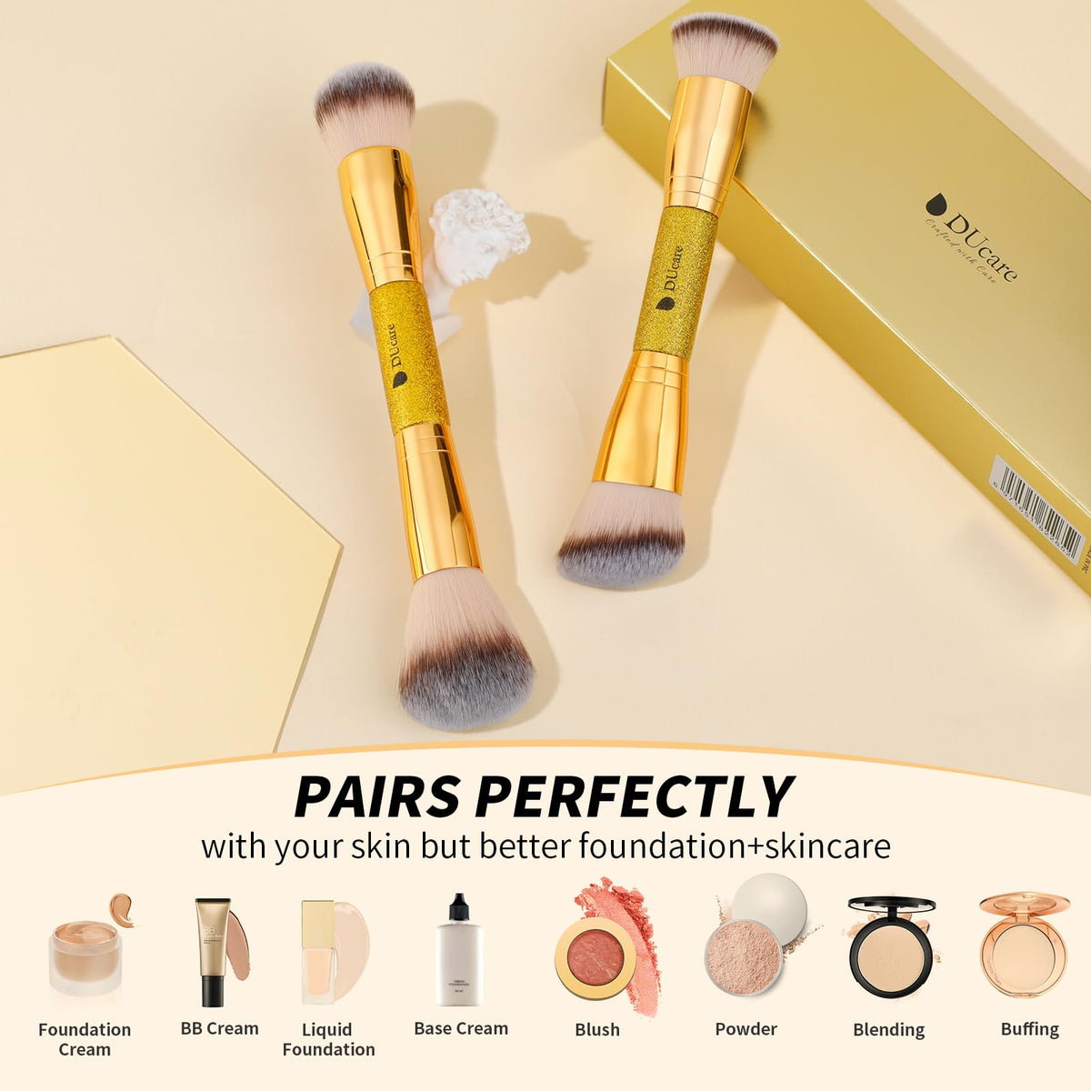 DUcare compact double-ended design supports versatile makeup routines anywhere
