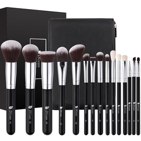 DUcare makeup brushes in travel bag for a complete 15-piece kit on the go