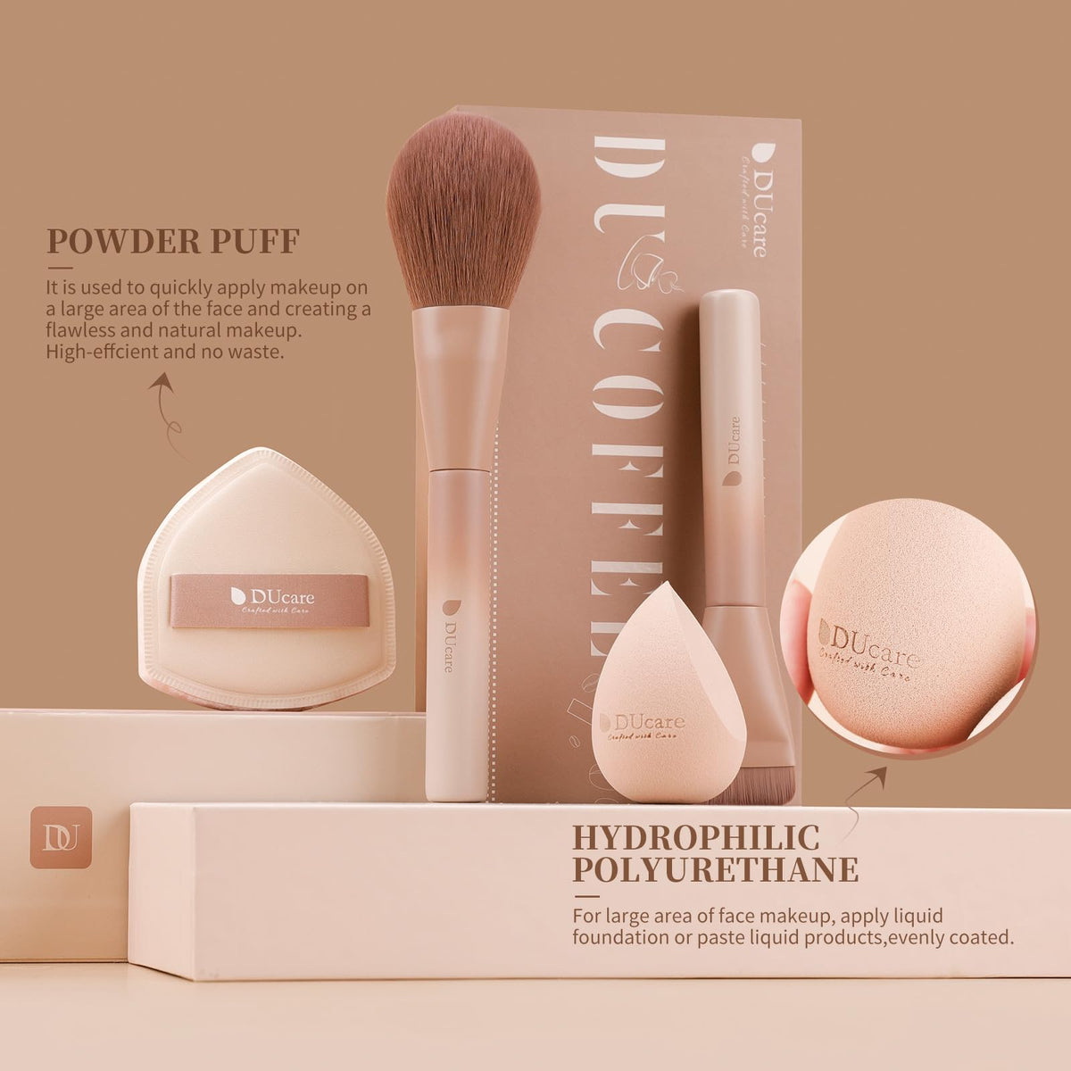 DUcare powder puff helps even set and diffuse powder for matte skin