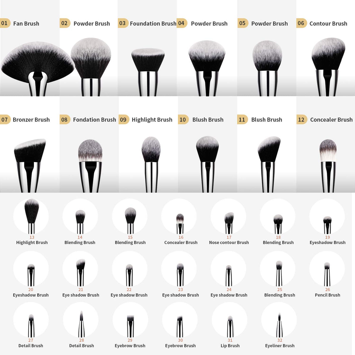 DUcare premium synthetic bristles close-up showing softness and density.