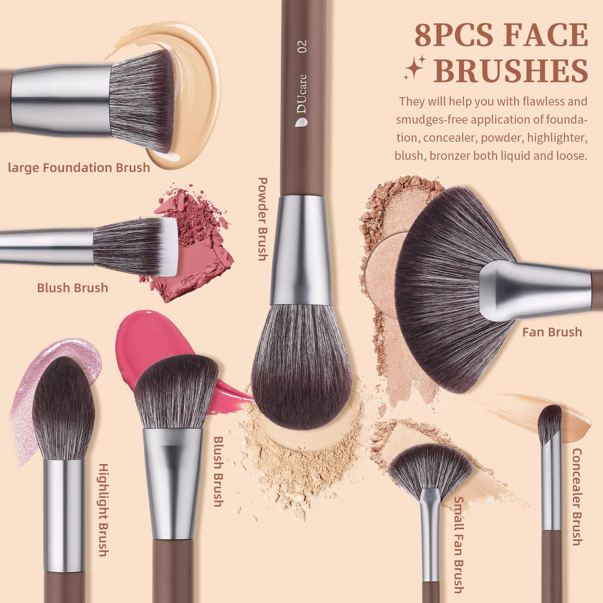 DUcare premium synthetic bristles feel soft and blend smoothly.