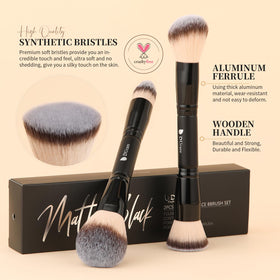 DUcare travel-friendly 2in1 brush set fits compact bags for on-the-go makeup.