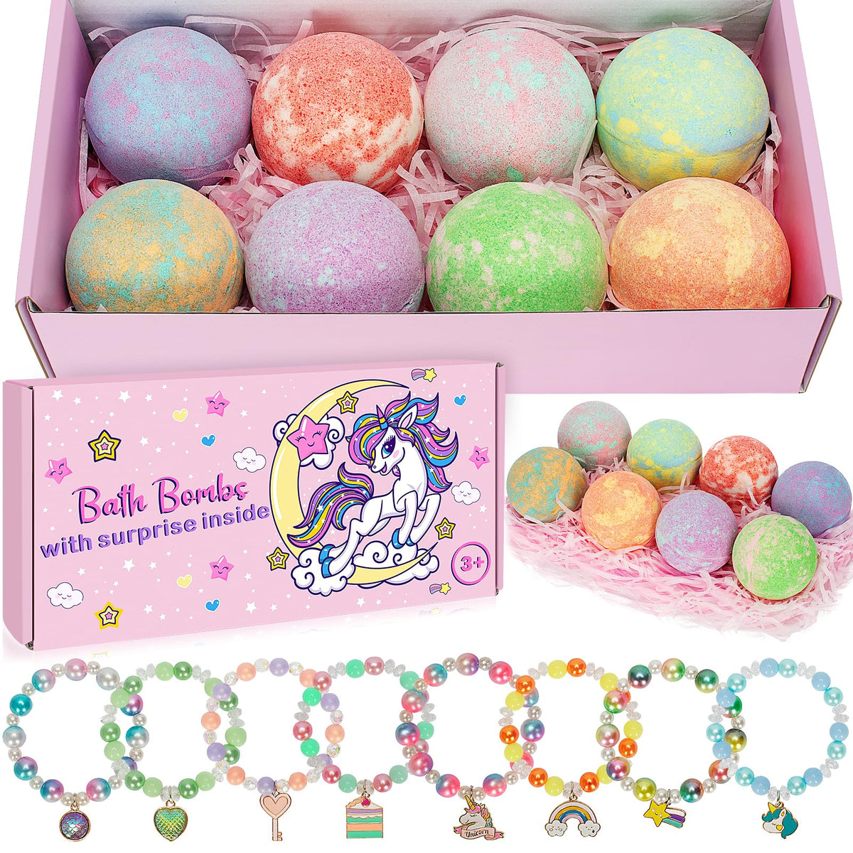 Duchong Unicorn Bath Bombs Surprise Inside Pack creates playful baths with a hidden unicorn toy.