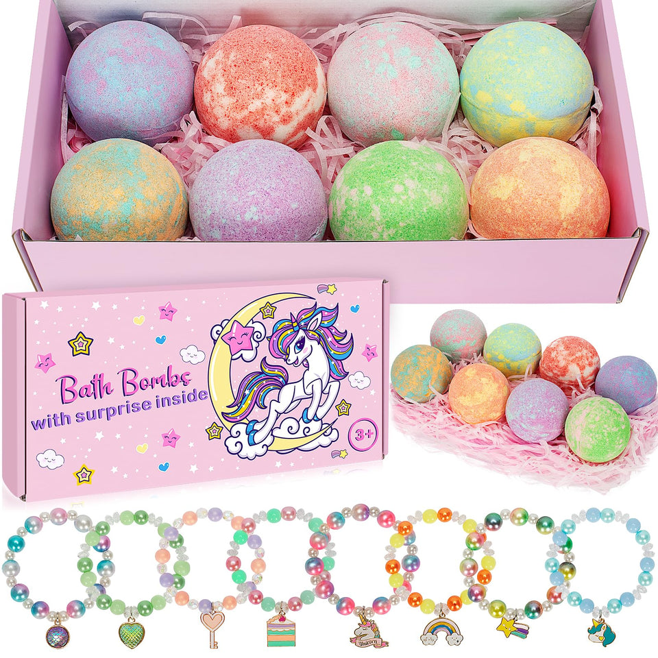 Duchong Unicorn Bath Bombs Surprise Inside Pack creates playful baths with a hidden unicorn toy.