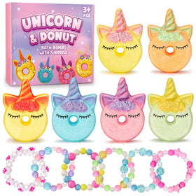 Duchong Unicorn Donut Bath Bombs 6-pack with playful fizz and color for kids