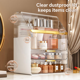 Ducoak-dust-cover-bathroom-organizer keeps brushes pristine against dust and splashes.