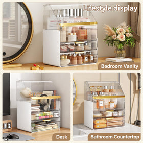 Ducoak-modern-vanity-tray blends with contemporary decor while organizing cosmetics.