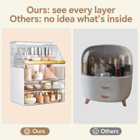 Ducoak-transparent-cosmetics-display presents a sleek setup for curated collections.