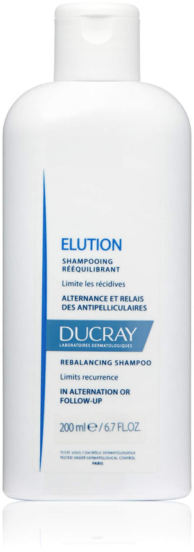 Ducray Elution shampoo bottle for gentle scalp balance during everyday wash.