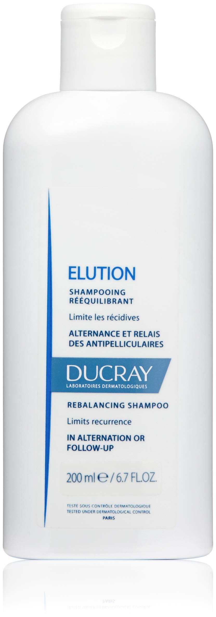 Ducray Elution shampoo bottle for gentle scalp balance during everyday wash.