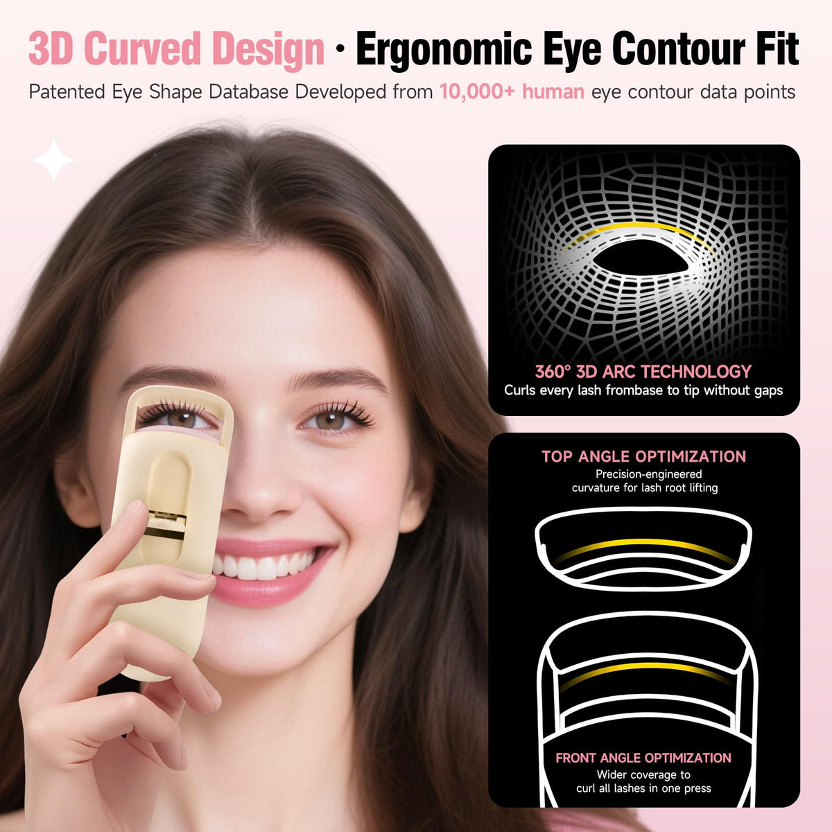 DUDUDU compact heated curler resting in palm for everyday use