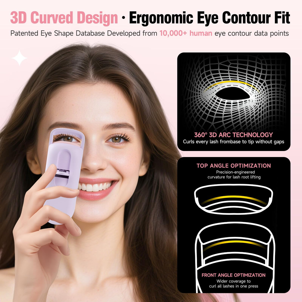 DUDUDU heated eyelash curler shows heat readiness indicator for safe use