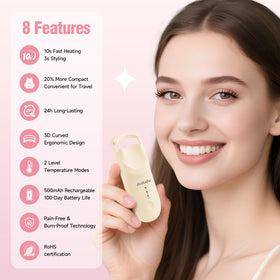 DUDUDU heated eyelash curler in packaging suitable for travel