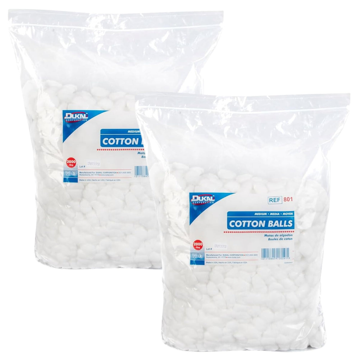 Dukal 801 cotton ball medium white with soft texture for gentle cleaning