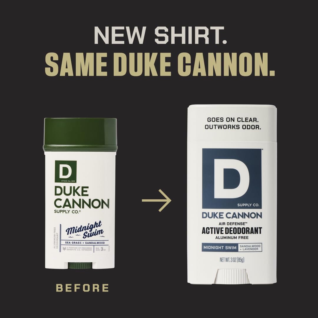 Duke Cannon supports veterans through proceeds, cruelty-free graphic.
