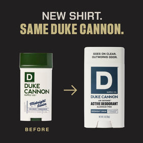 Duke Cannon supports veterans through proceeds, cruelty-free graphic.