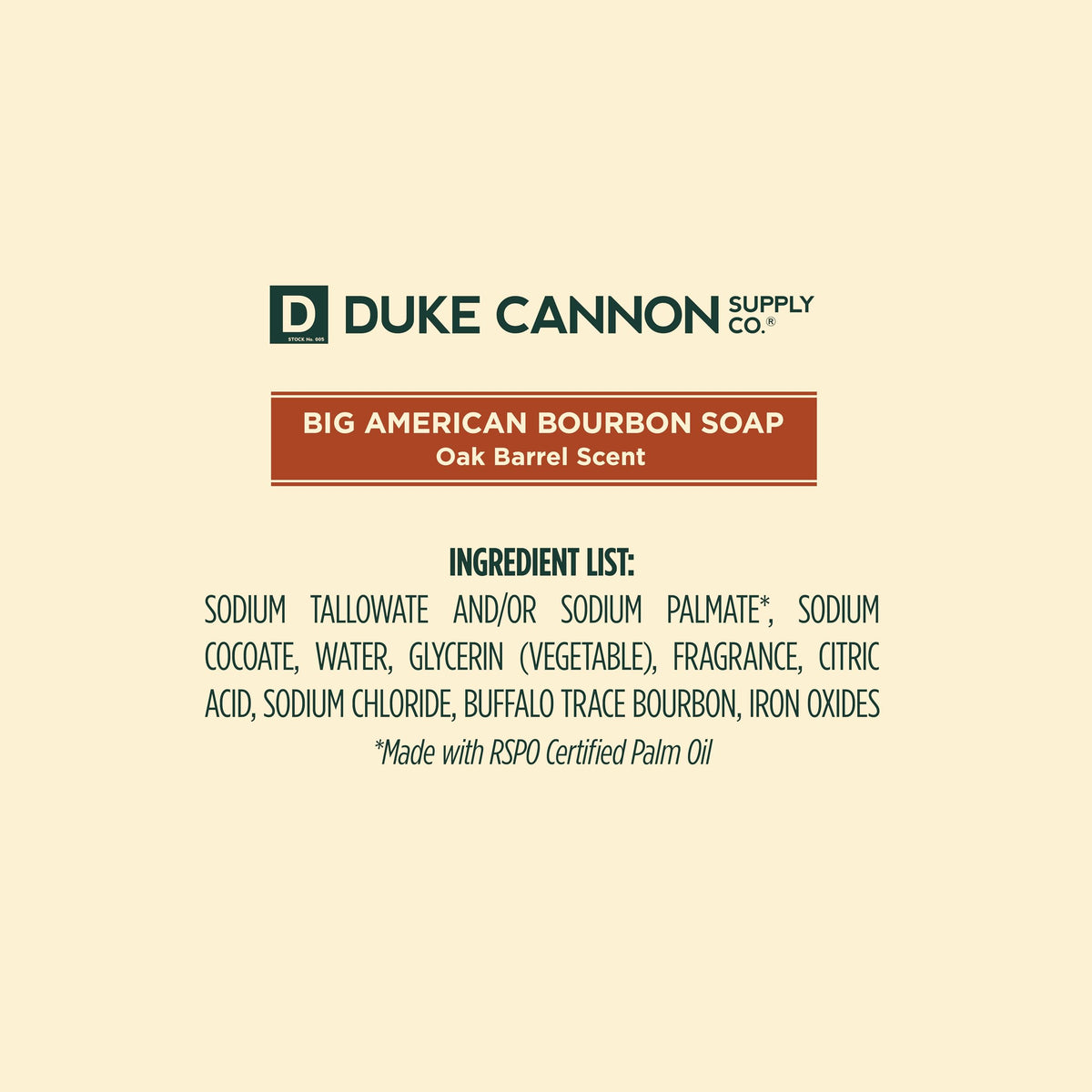 Duke Cannon Big American Bourbon soap bar 10oz size for durable daily use