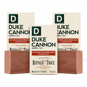 Duke Cannon Big American Bourbon soap bar packaging emphasizes rugged, gift-ready presentation