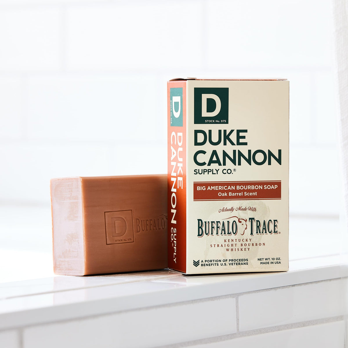 Duke Cannon Big American Bourbon soap bar triple-milled for long-lasting cleansing