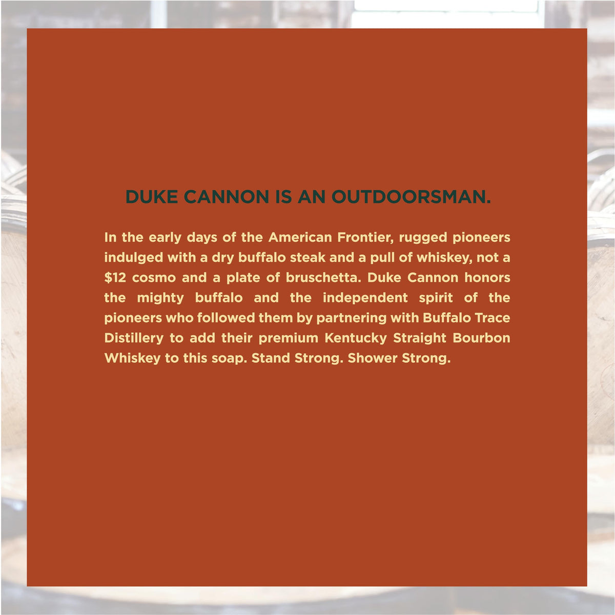 Duke Cannon Big American Bourbon soap bar woodsy scent evokes warm bourbon notes