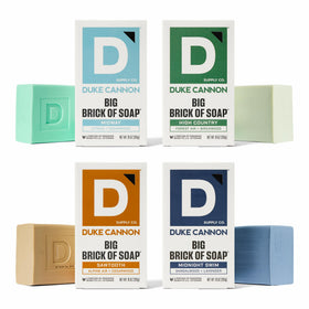 Duke Cannon Big Brick Midway bar soap on display for long-lasting cleansing