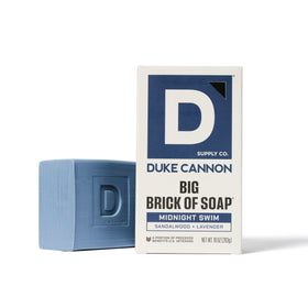 Duke Cannon Big Brick soap pack front display, highlighting three scents.