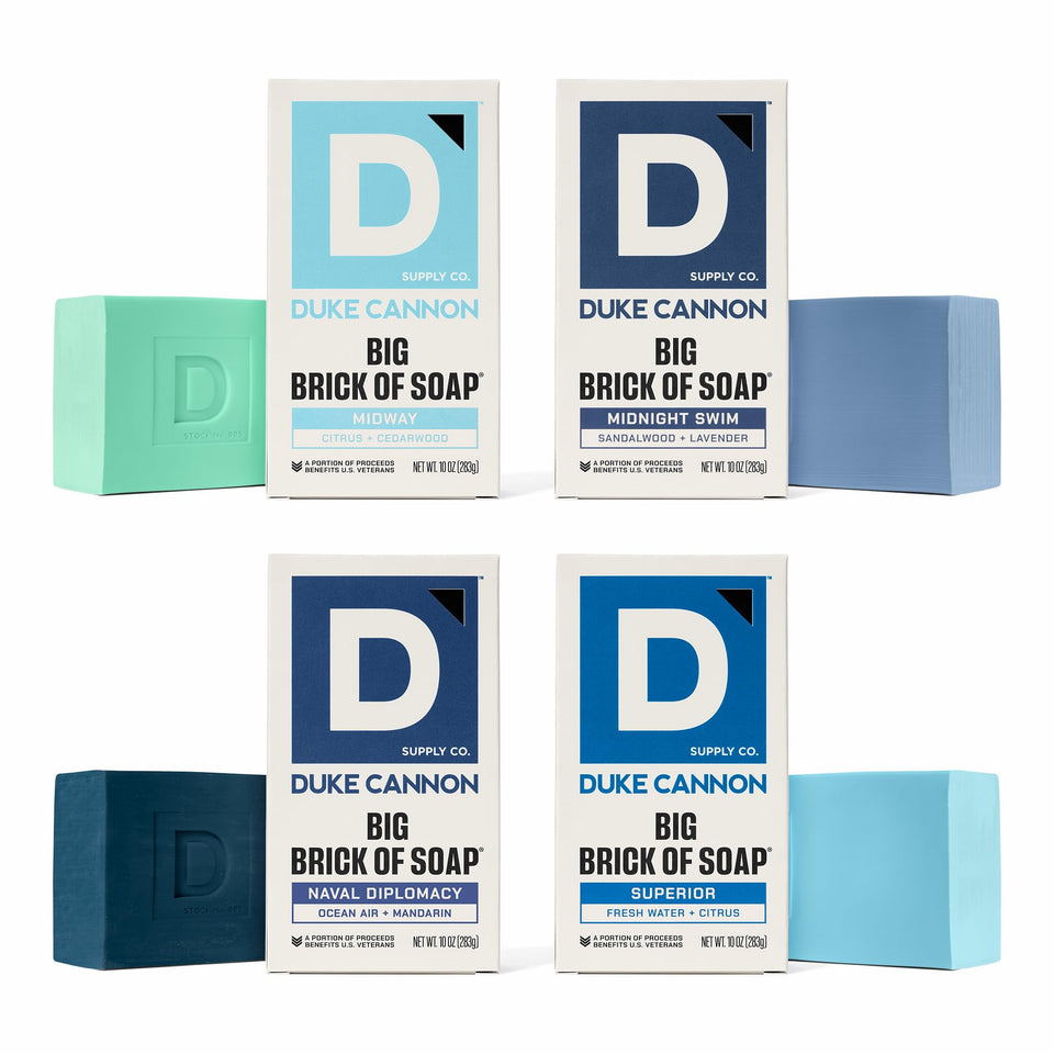 Duke Cannon Big Brick Midway soap with cedarwood citrus scent for a refreshing morning cleanse