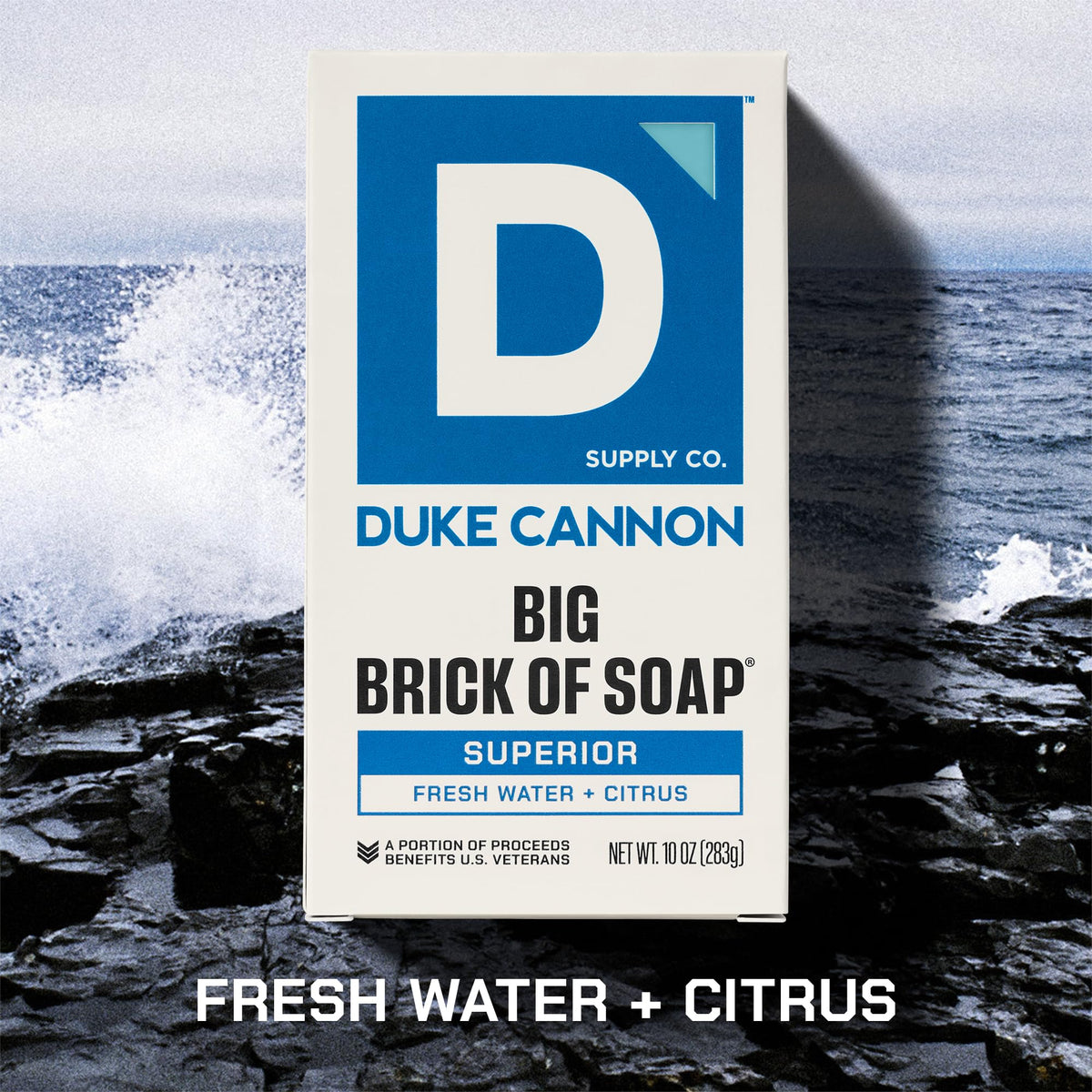 Duke Cannon gift set packaging shows four bars, ideal for gifting
