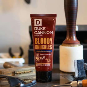 Duke Cannon Bloody Knuckles unscented balm texture for non-greasy hand repair.