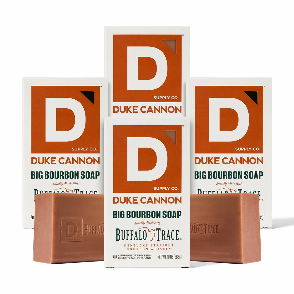 Duke Cannon Bourbon Soap 4-pack front view, ideal for everyday cleansing.
