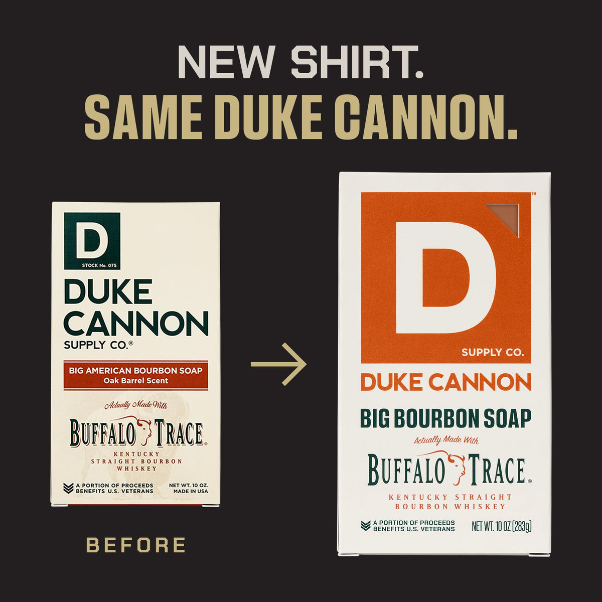 Duke Cannon Bourbon Soap 4-pack side view shows rugged packaging.