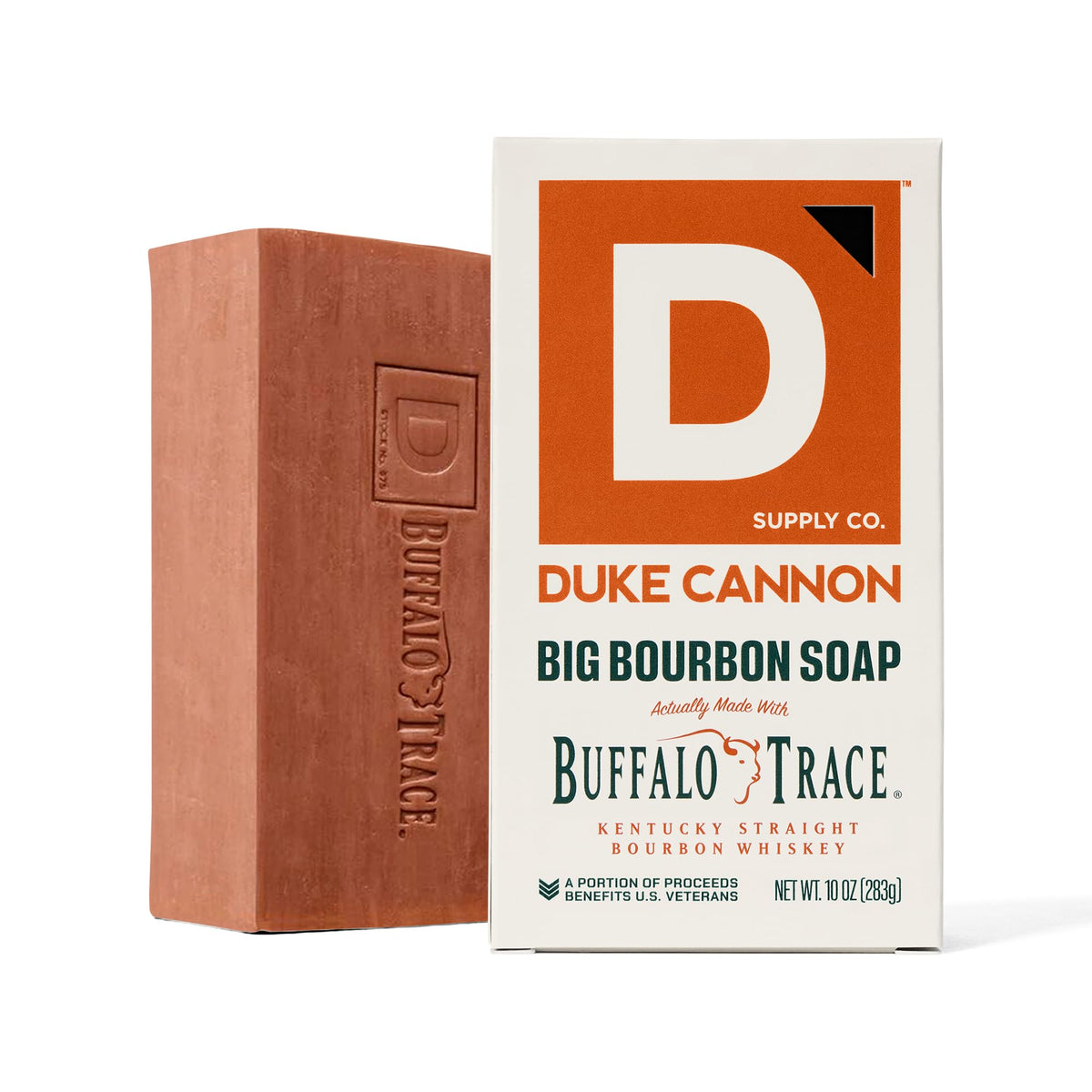 Duke Cannon Bourbon Soap packaging and label detail.